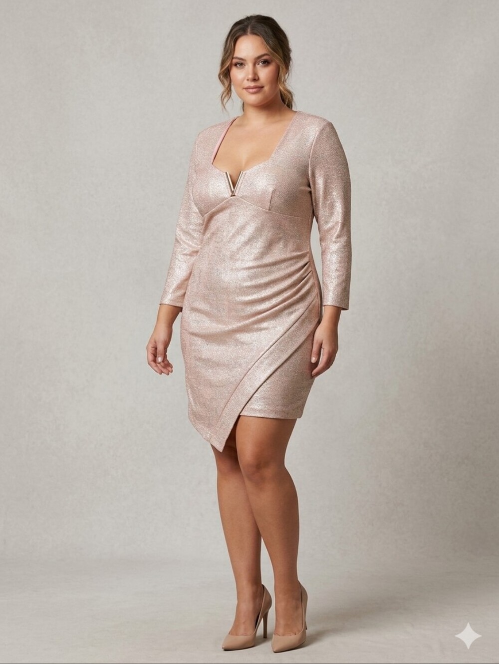 Joyce Leslie Sparkle Plunge Neckline Bodycon Mini Dress Size Large